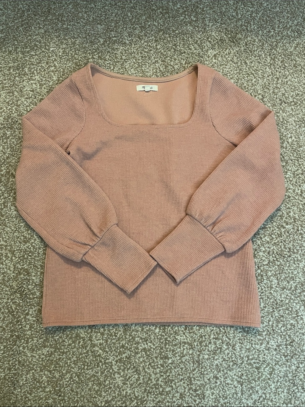Madewell Ottoman Ribbed Square Neck Long Sleeve Shirt